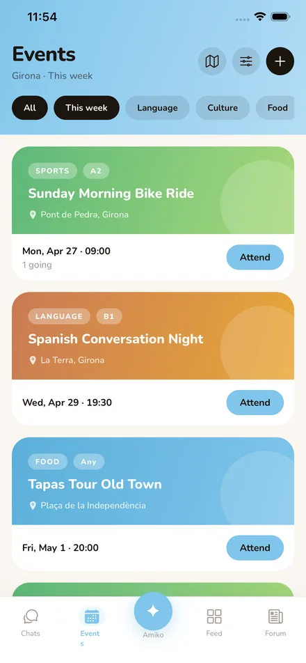 Llistat d'esdeveniments d'intercanvi d'idiomes a Girona