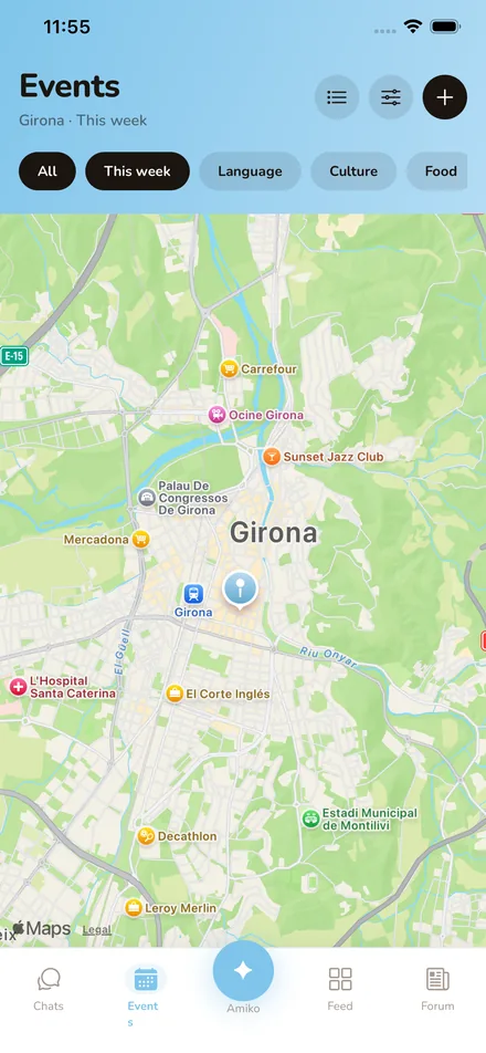 Mapa en directe d'esdeveniments a Girona